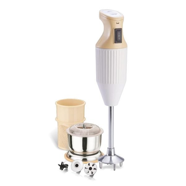 Veronica Alpine Hand Blender 200W Powerful Motor, Compact Chopper, Detachable Steel Rod, , White Cream